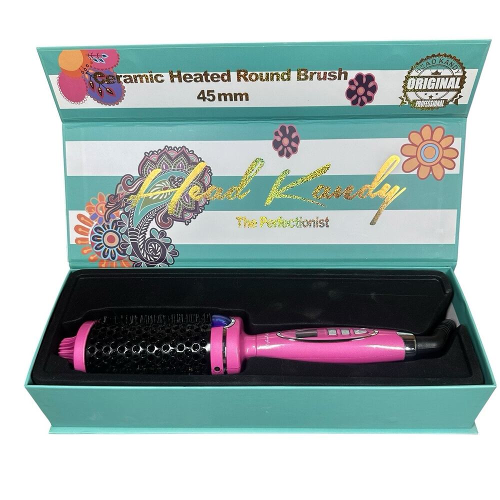 Head Kandy Perfectionist Ceramic Heated Hot Air Round Styling Brush Pink 45MM